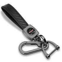 Jeep Trailhawk Logo in Black on Real Carbon Fiber Loop-Strap Dark Gunmetal Hook Key Chain