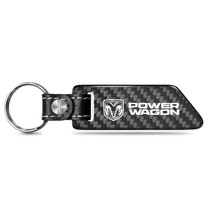 RAM Power Wagon Real Carbon Fiber Blade Style with Black Leather Strap Key Chain