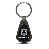 RAM 3500 Logo Real Black Carbon Fiber Gunmetal Black Metal Teardrop Key Chain