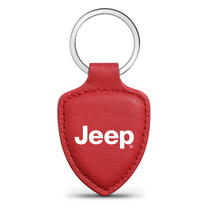 Jeep Soft Real Red Leather Shield-Style Key Chain
