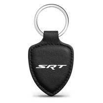 Dodge SRT Logo Soft Real Black Leather Shield-Style Key Chain