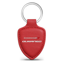 Dodge Durango Soft Real Red Leather Shield-Style Key Chain