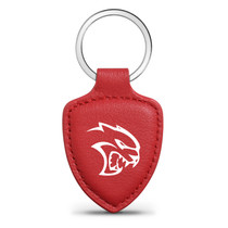 Dodge SRT Hellcat Soft Real Red Leather Shield-Style Key Chain