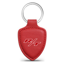 Dodge R/T Logo Soft Real Red Leather Shield-Style Key Chain