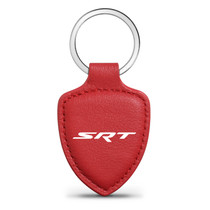 Dodge SRT Logo Soft Real Red Leather Shield-Style Key Chain