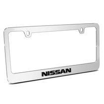 Nissan 3D Embossed Letters on Mirror Chrome Metal License Plate Frame