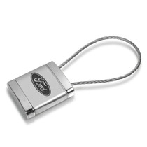 Ford Logo Metal Silver Chrome Cable Car Key Chain Ring Fob