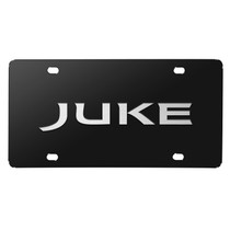 Nissan Juke 3D Silver Brush Metal Look Logo Black Stainless Steel License Plate