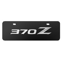 Nissan 370Z in 3D European Look Half-Size Black Stainless Steel License Plate