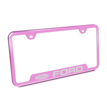 Ford Logo Pink Stainless Steel 50 States License Plate Frame