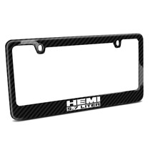 HEMI 5.7 Liter Black Real 3K Carbon Fiber Glossy Finish License Plate Frame