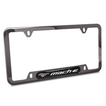 Ford Mustang Mach-E Real Carbon Fiber insert Gunmetal Chrome Stainless Steel License Plate Frame