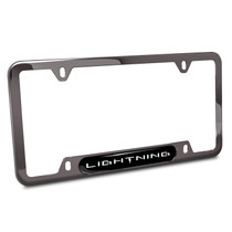 Ford F-150 Lightning Black Insert Gunmetal Chrome Stainless Steel License Plate Frame