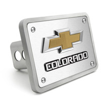 Chevrolet Colorado 3D Gold Logo on Brush Billet Aluminum 2-inch Tow Hitch Cover