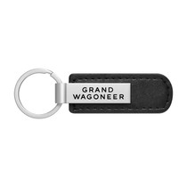 Jeep Grand Wagoneer Black Leather Strap Key Chain