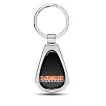HEMI Powered Black Dome Chrome Metal Teardrop Key Chain