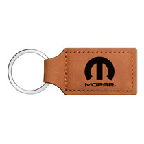 Mopar Rectangular Brown Leather Key Chain