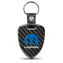 Mopar Logo Real Black Carbon Fiber Large Shield-Style Key Chain