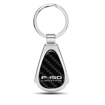 Ford F-150 Lightning Real Black Carbon Fiber Chrome Metal Teardrop Key Chain