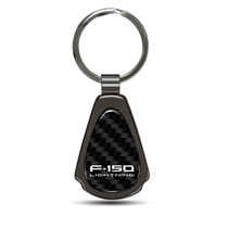 Ford F-150 Lightning Real Black Carbon Fiber Gunmetal Black Metal Teardrop Key Chain