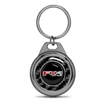 Ford F-150 FX4 Off-Road Real Black Carbon Fiber Gunmetal Roundel Metal Case Key Chain