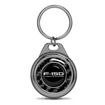 Ford F-150 Lightning Real Black Carbon Fiber Gunmetal Roundel Metal Case Key Chain