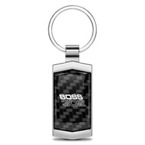 Ford Mustang Boss 302 Real Black Carbon Fiber Chrome Metal Case Key Chain