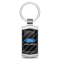 Ford F-150 Platinum Real Black Carbon Fiber Chrome Metal Case Key Chain