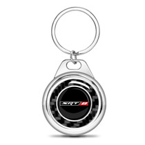 SRT-8 Logo Real Black Carbon Fiber Chrome Roundel Metal Case Key Chain for Dodge Jeep RAM