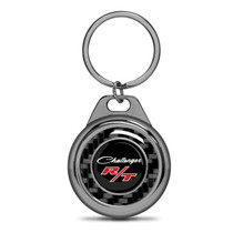 Dodge Challenger R/T Classic Real Black Carbon Fiber Gunmetal Roundel Metal Case Key Chain