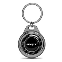 Dodge Jeep SRT Logo Real Black Carbon Fiber Gunmetal Roundel Metal Case Key Chain
