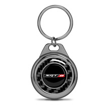 SRT-8 Logo Real Black Carbon Fiber Gunmetal Roundel Metal Case Key Chain for Dodge Jeep RAM