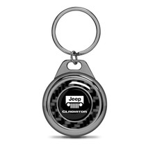 Jeep Gladiator Real Black Carbon Fiber Gunmetal Roundel Metal Case Key Chain
