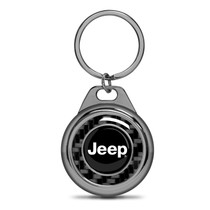 Jeep Real Black Carbon Fiber Gunmetal Roundel Metal Case Key Chain
