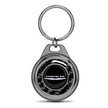Chrysler Logo Real Black Carbon Fiber Gunmetal Roundel Metal Case Key Chain