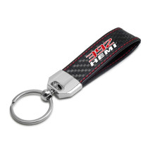 HEMI 392 Logo Real Black Carbon Fiber Loop Strap Key Chain with Red Stitching