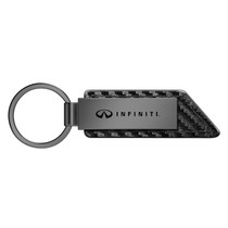 INFINITI Gunmetal Black Gray Metal Plate Carbon Fiber Texture Leather Key Chain