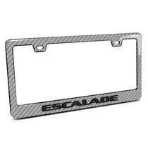 Cadillac Escalade in 3D on Silver Real 3K Carbon Fiber Finish ABS Plastic License Plate Frame