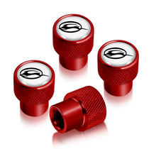 Chevrolet Impala Logo in White on Red Aluminum Tire Valve Stem Caps