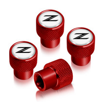 Nissan 370Z Z Logo in White on Red Aluminum Tire Valve Stem Caps
