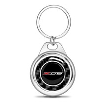 Chevrolet Corvette C7 Z06 Real Black Carbon Fiber Chrome Roundel Metal Case Key Chain
