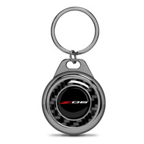 Chevrolet Corvette C8 Z06 Real Black Carbon Fiber Gunmetal Roundel Metal Case Key Chain