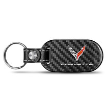 Chevrolet Corvette C8 Real Black Carbon Fiber Tag Style Key Chain