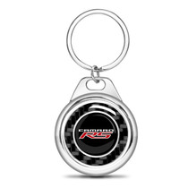 Chevrolet Camaro RS Real Black Carbon Fiber Chrome Roundel Metal Case Key Chain