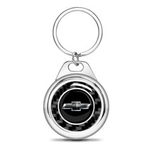 Chevrolet Black Logo Real Black Carbon Fiber Chrome Roundel Metal Case Key Chain