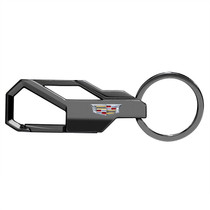 Cadillac Crest Logo Gunmetal Black Carabiner-style Snap Hook Metal Key Chain