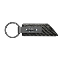 Chevrolet Black Logo Black Chrome Metal Plate Carbon Fiber Texture PU Leather Key Chain