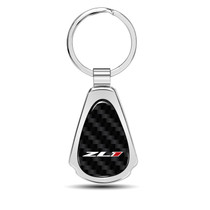 Chevrolet Camaro ZL1 Real Black Carbon Fiber Chrome Metal Teardrop Key Chain