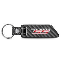 Chevrolet Camaro SS Black Real Carbon Fiber Blade Style with Black Leather Strap Key Chain