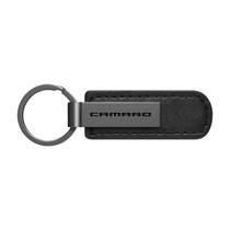 Chevrolet Camaro Black Chrome Metal Plate Black PU Leather Key Chain